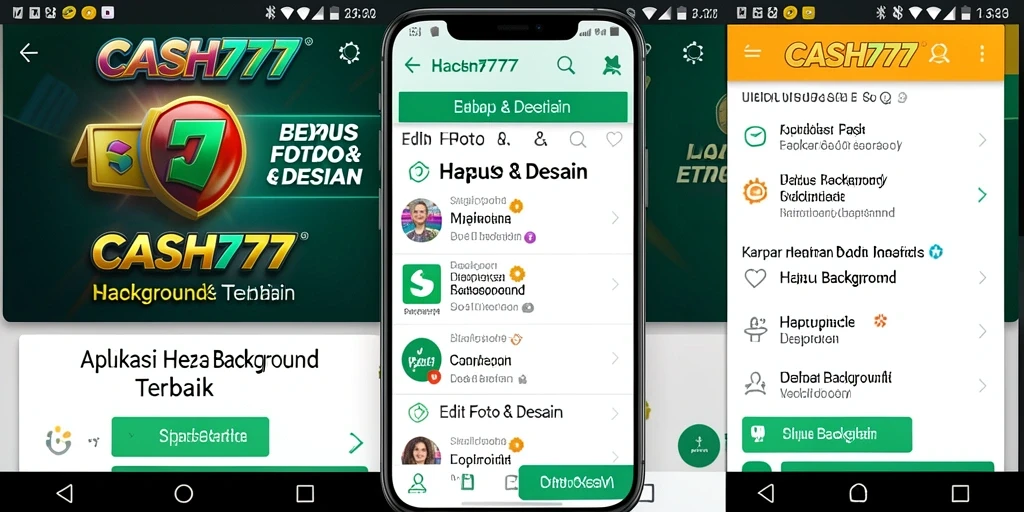 Tampilan antarmuka CASH777 untuk penghapusan background foto.