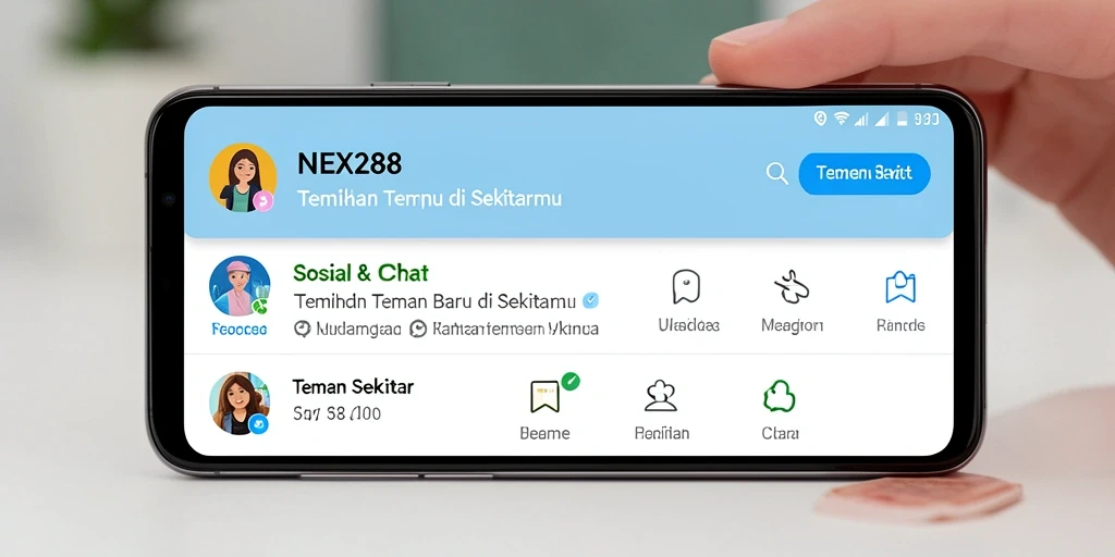 Antarmuka NEX288 menampilkan fitur Teman Sekitar dengan jelas.