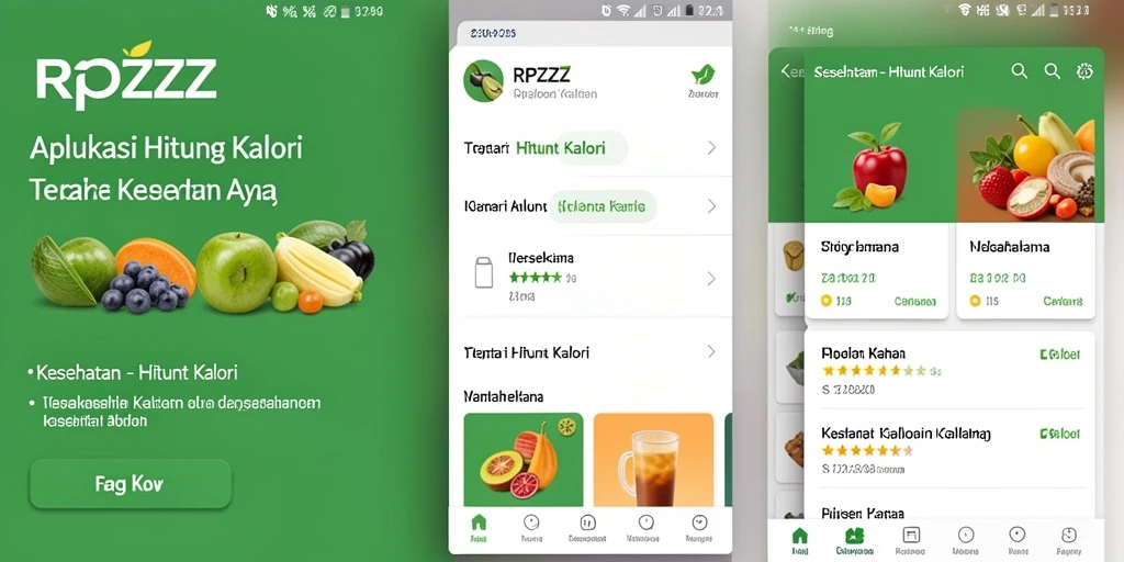 Tampilan antarmuka RPZZZ untuk menghitung kalori dengan mudah.